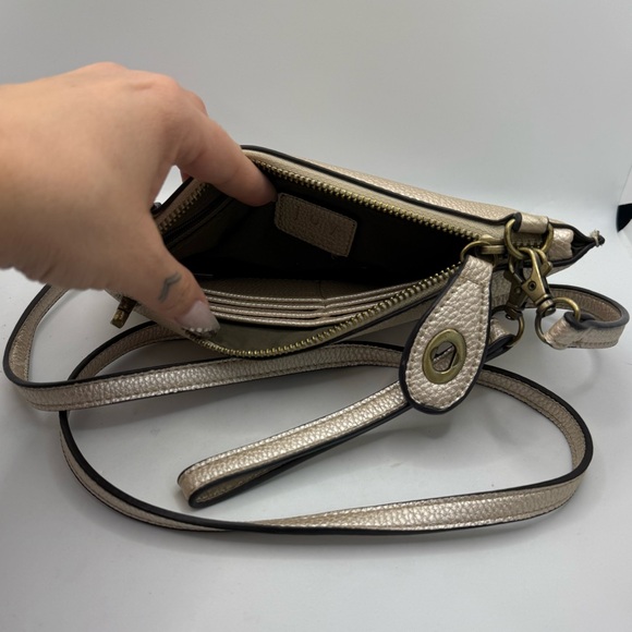 Joy Susan mini crossbody wristlet clutch in a metallic champagne vegan leather - Picture 4 of 5